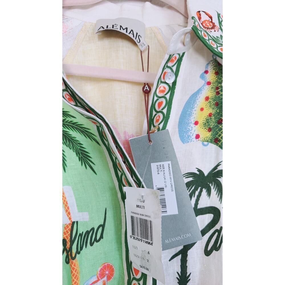 ALEMAIS Paradiso Printed Linen Mini Dress AU6/US2 - Picture 10 of 12